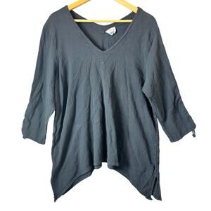 Dunes 100% Cotton Asymmetrical Plus Size Tunic Top Gray Gauze Boho Women’s 1X